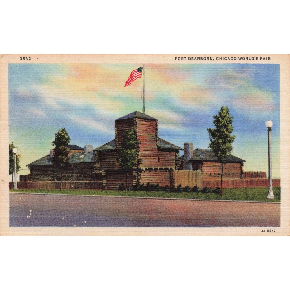 Fort Dearborn Chicago World's Fair Postcard Vintage Souvenir 1933 - Picture 1 of 2